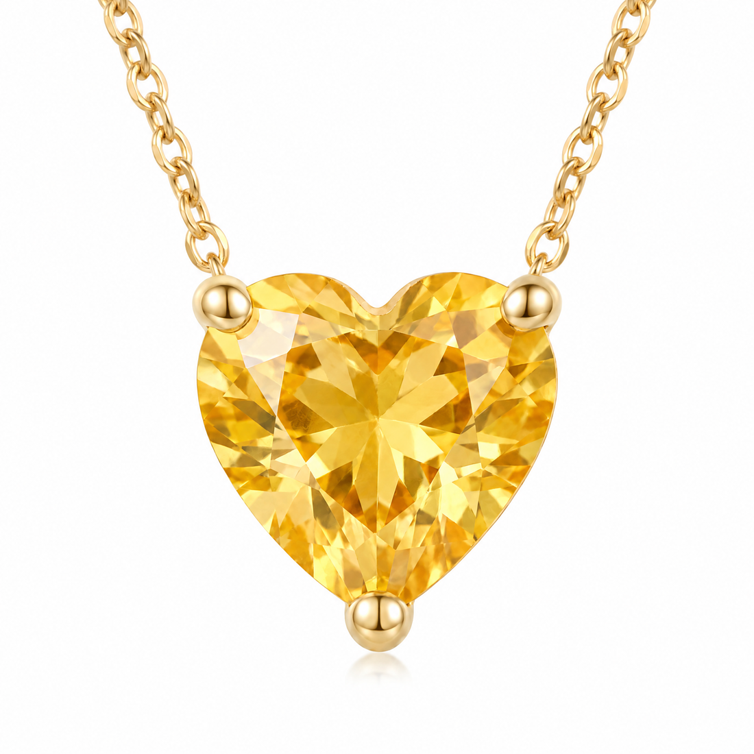Heart-Cut Yellow Sapphire Solitaire Necklace in Solid Gold, main image — AI-generated design representation