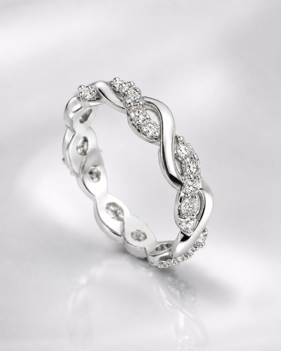 1Luxury Infinity Wave Diamond Eternity Ring design render