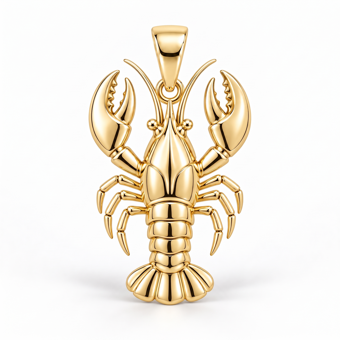 Lobster Gold Pendant front catalog view on white background
