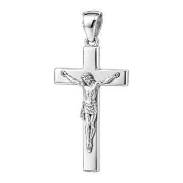Crucifix Sterling Silver Pendant — white-background product view; AI-generated design rendering; pendant only