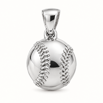 Mini Baseball Sterling Silver Pendant — AI-generated sterling-silver design rendering; pendant only