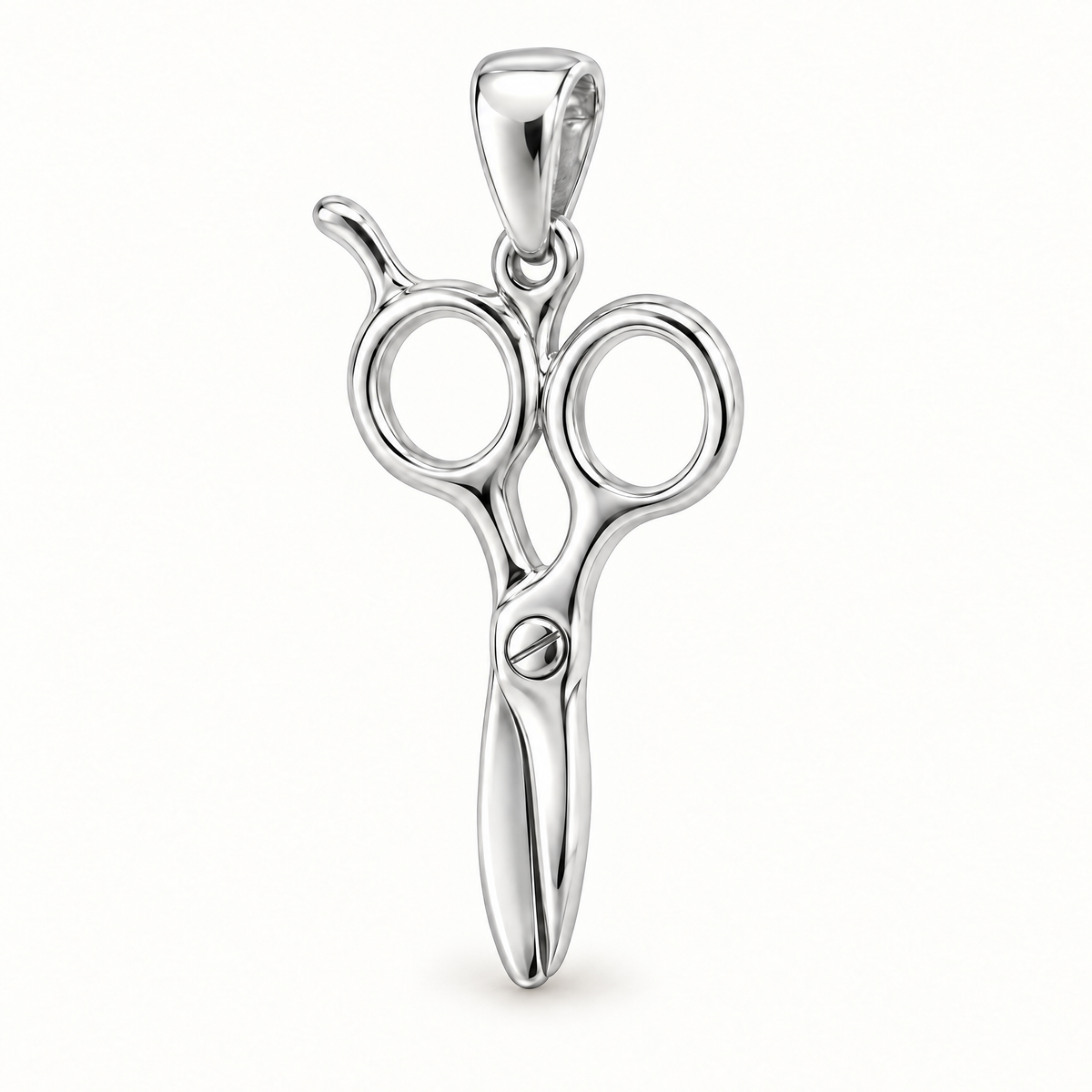 Mini Hairdresser Scissors Sterling Silver Pendant — AI-generated sterling-silver design rendering; pendant only