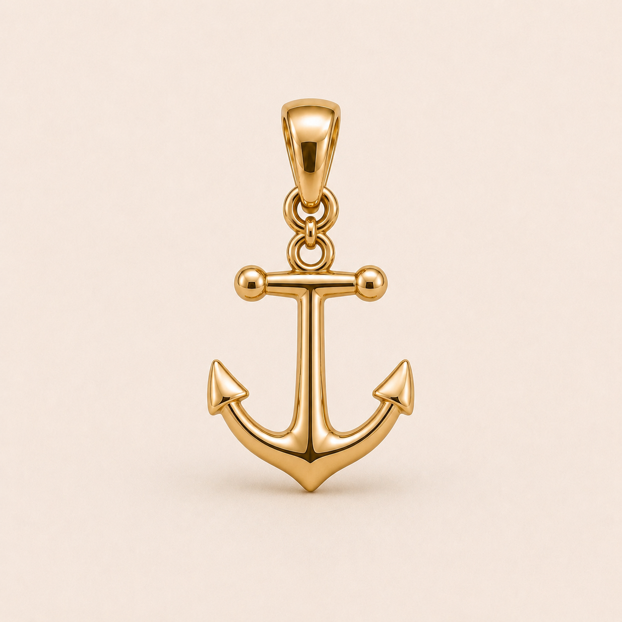 Mini Anchor Pendant in yellow gold — 1Luxury Miami design rendering