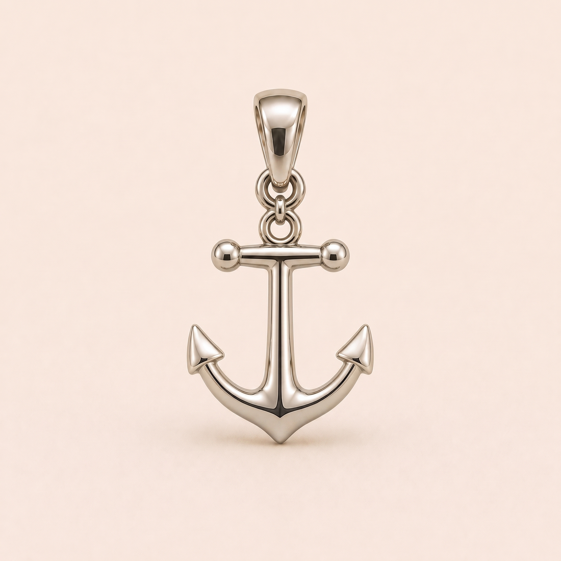 Mini Anchor pendant — reused white-gold design rendering for the silver counterpart.