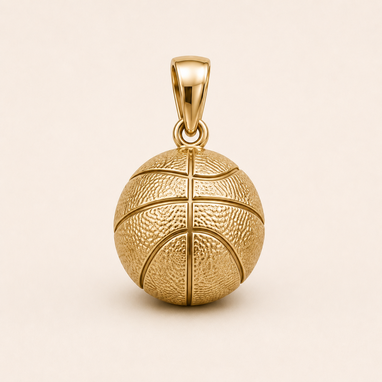 Mini Basketball Pendant in yellow gold — 1Luxury Miami design rendering