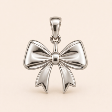 Mini Bow pendant — reused white-gold design rendering for the silver counterpart.