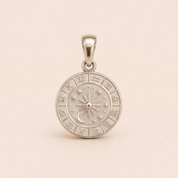 Mini Cameo Silhouette sterling-silver pendant design reference; AI-generated white-gold render reused for the silver counterpart