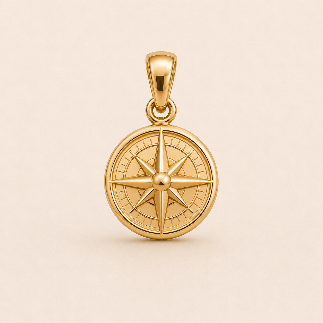 Mini Compass Pendant in yellow gold — 1Luxury Miami design rendering