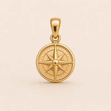 Mini Compass Pendant in yellow gold — 1Luxury Miami design rendering