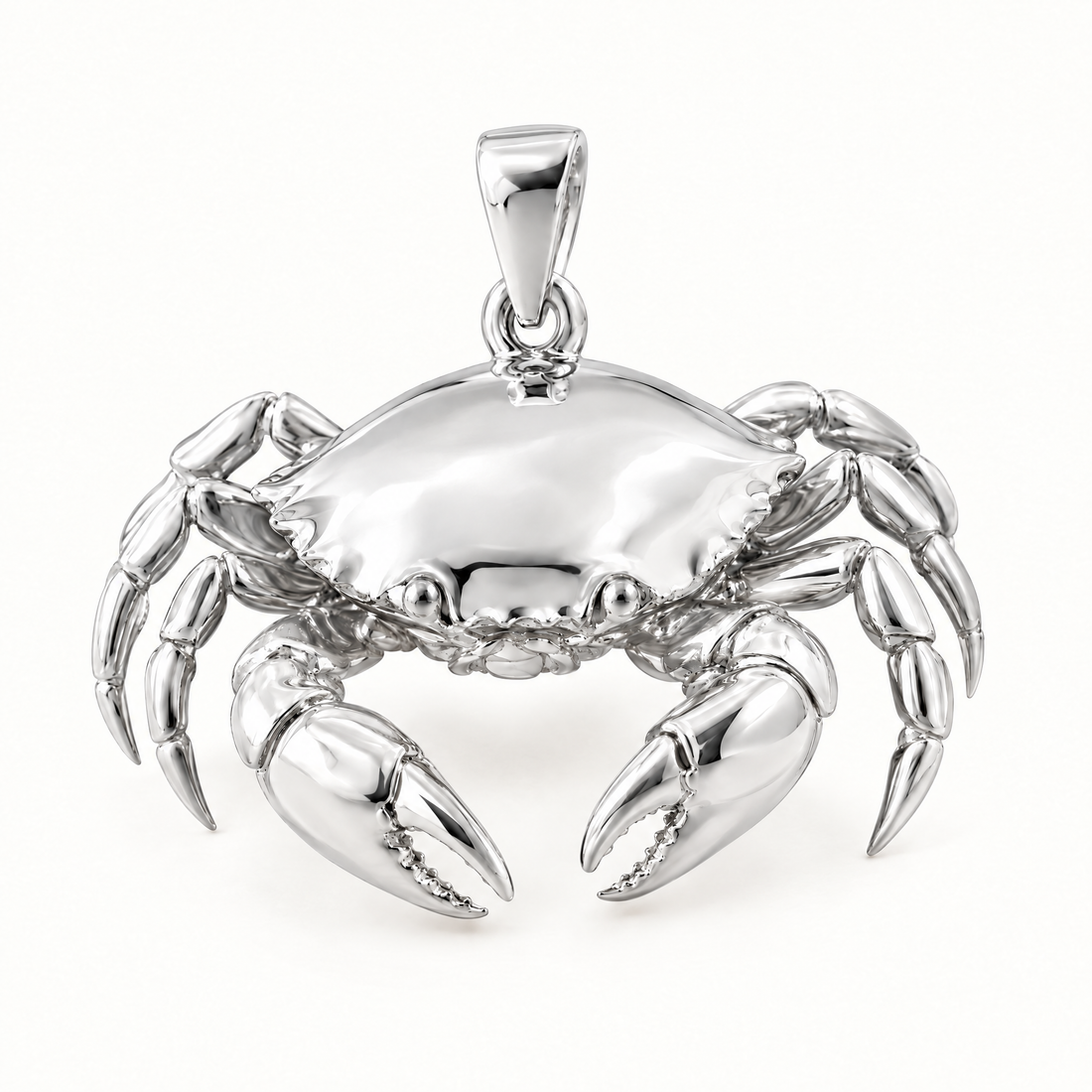 Mini Crab Sterling Silver Pendant — AI-generated silver design rendering