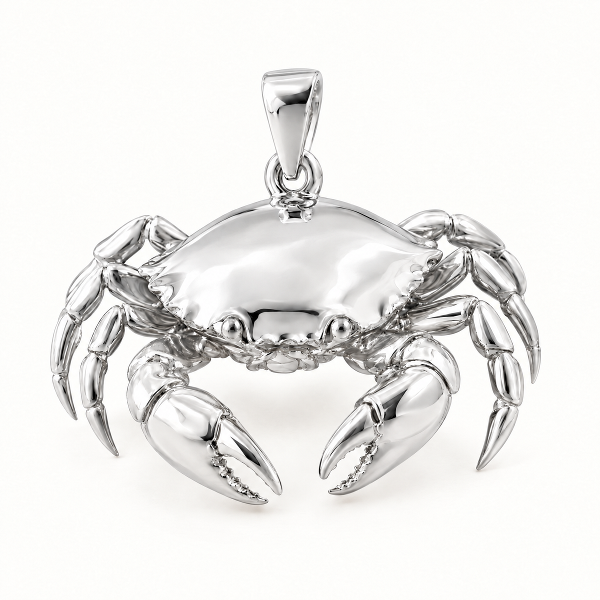 Mini Crab Sterling Silver Pendant — AI-generated silver design rendering
