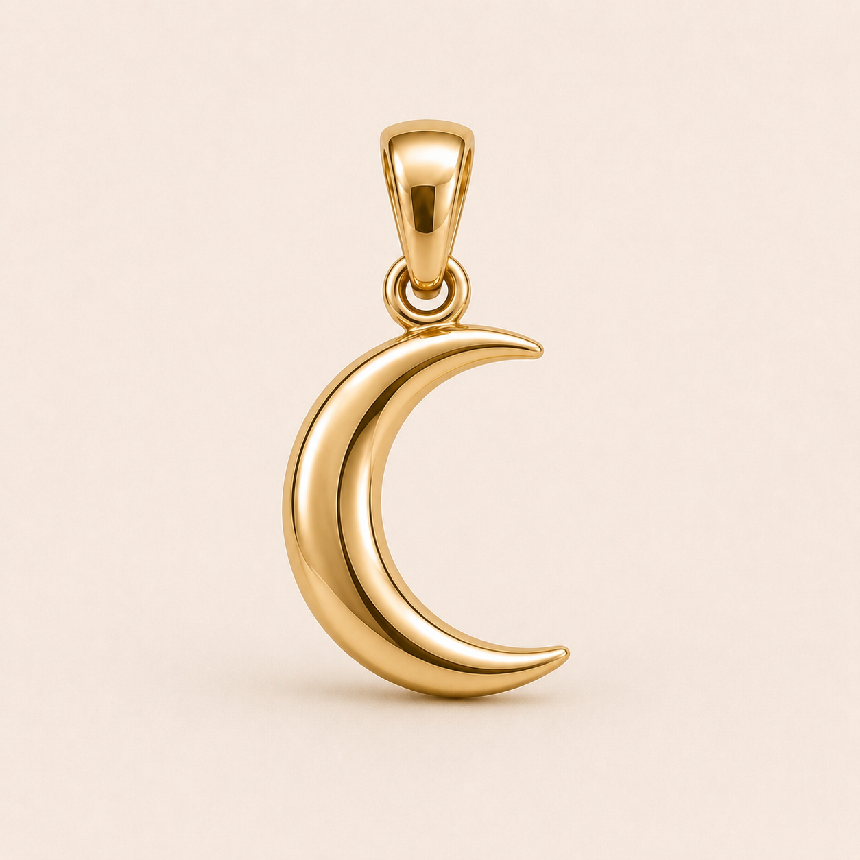 Mini Crescent Moon Pendant in yellow gold — 1Luxury Miami design rendering