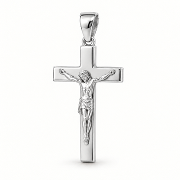 Mini Crucifix Sterling Silver Pendant — AI-generated silver design rendering