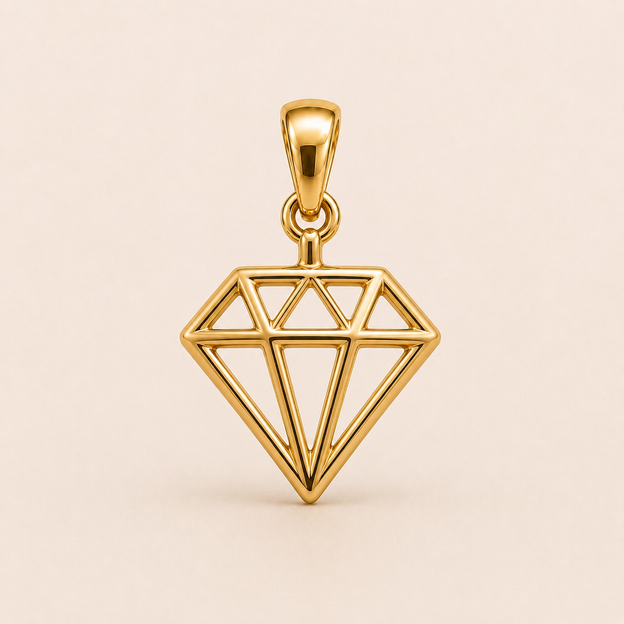 Mini Diamond Outline Pendant in yellow gold — 1Luxury Miami design rendering