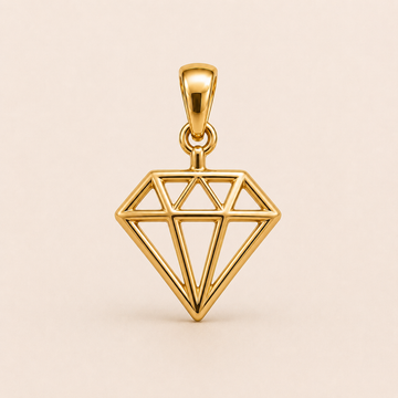 Mini Diamond Outline Pendant in yellow gold — 1Luxury Miami design rendering