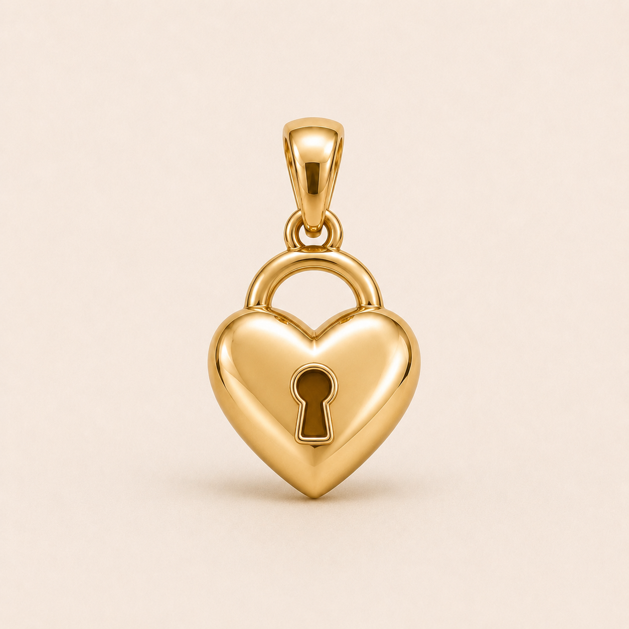 Mini Heart Lock Pendant in yellow gold — 1Luxury Miami design rendering