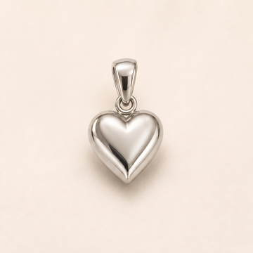 Mini Heart pendant — reused white-gold design rendering for the silver counterpart.