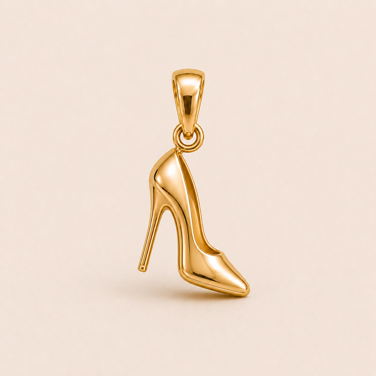 Mini High Heel Pendant in yellow gold — 1Luxury Miami design rendering