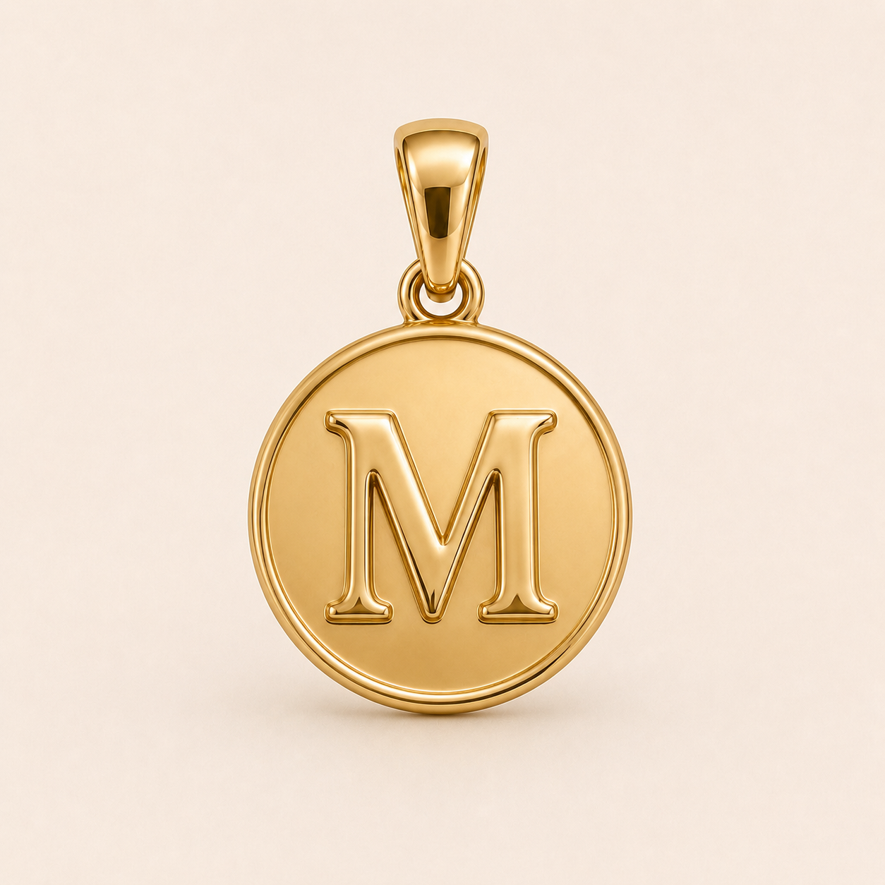 Mini Initial M Medallion in yellow gold — 1Luxury Miami design rendering