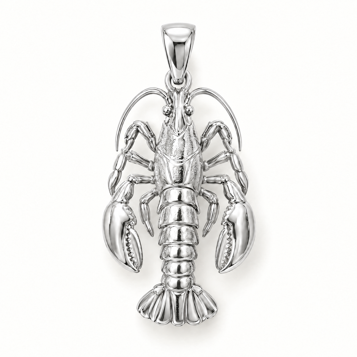 Mini Lobster Sterling Silver Pendant — AI-generated silver design rendering
