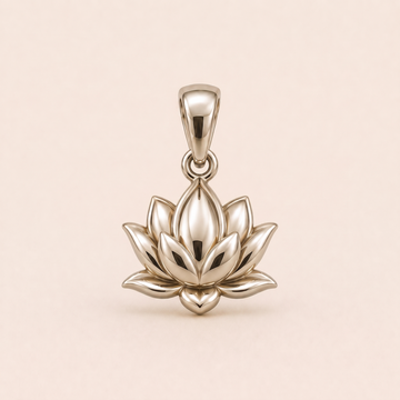 Mini Lotus Flower pendant — reused white-gold design rendering for the silver counterpart.