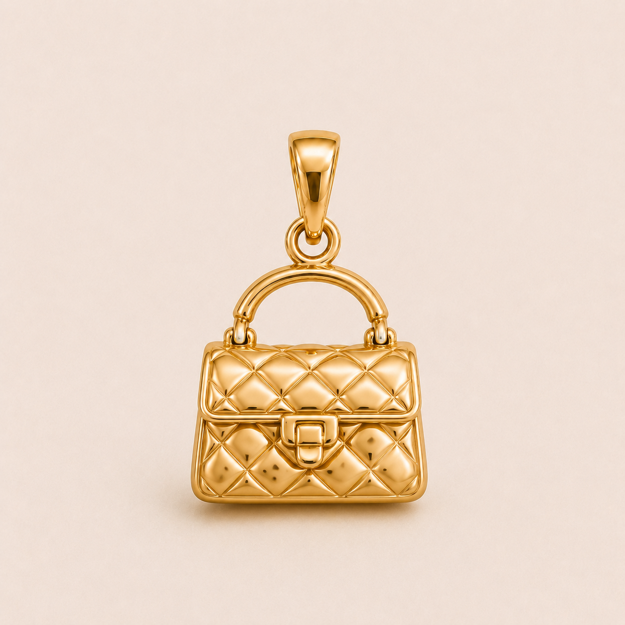 Mini Luxe Handbag Pendant in yellow gold — 1Luxury Miami design rendering