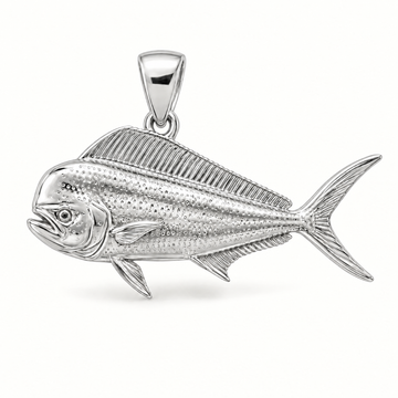 Mini Mahi Mahi Sterling Silver Pendant — AI-generated silver design rendering