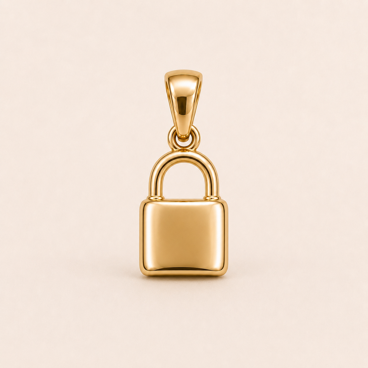 Mini Padlock Pendant in yellow gold — 1Luxury Miami design rendering