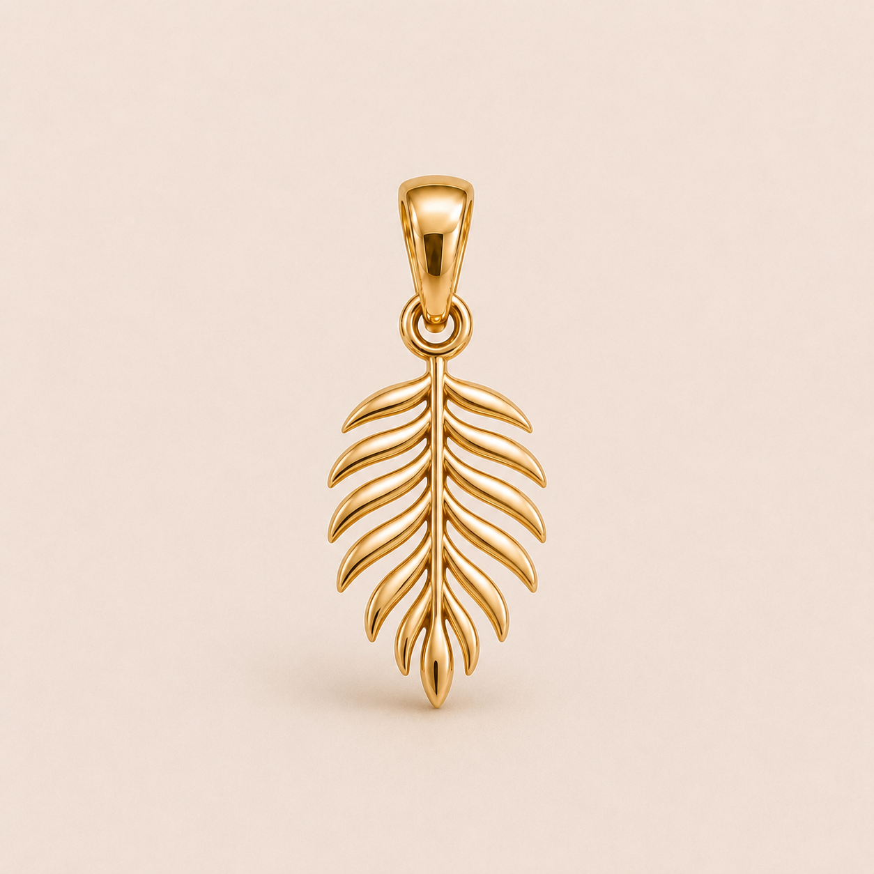Mini Palm Leaf Pendant in yellow gold — 1Luxury Miami design rendering