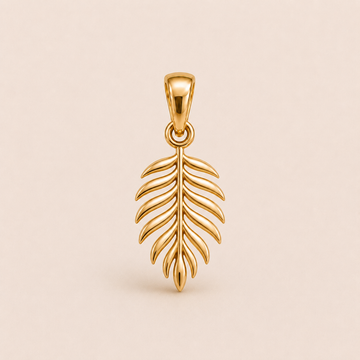 Mini Palm Leaf Pendant in yellow gold — 1Luxury Miami design rendering