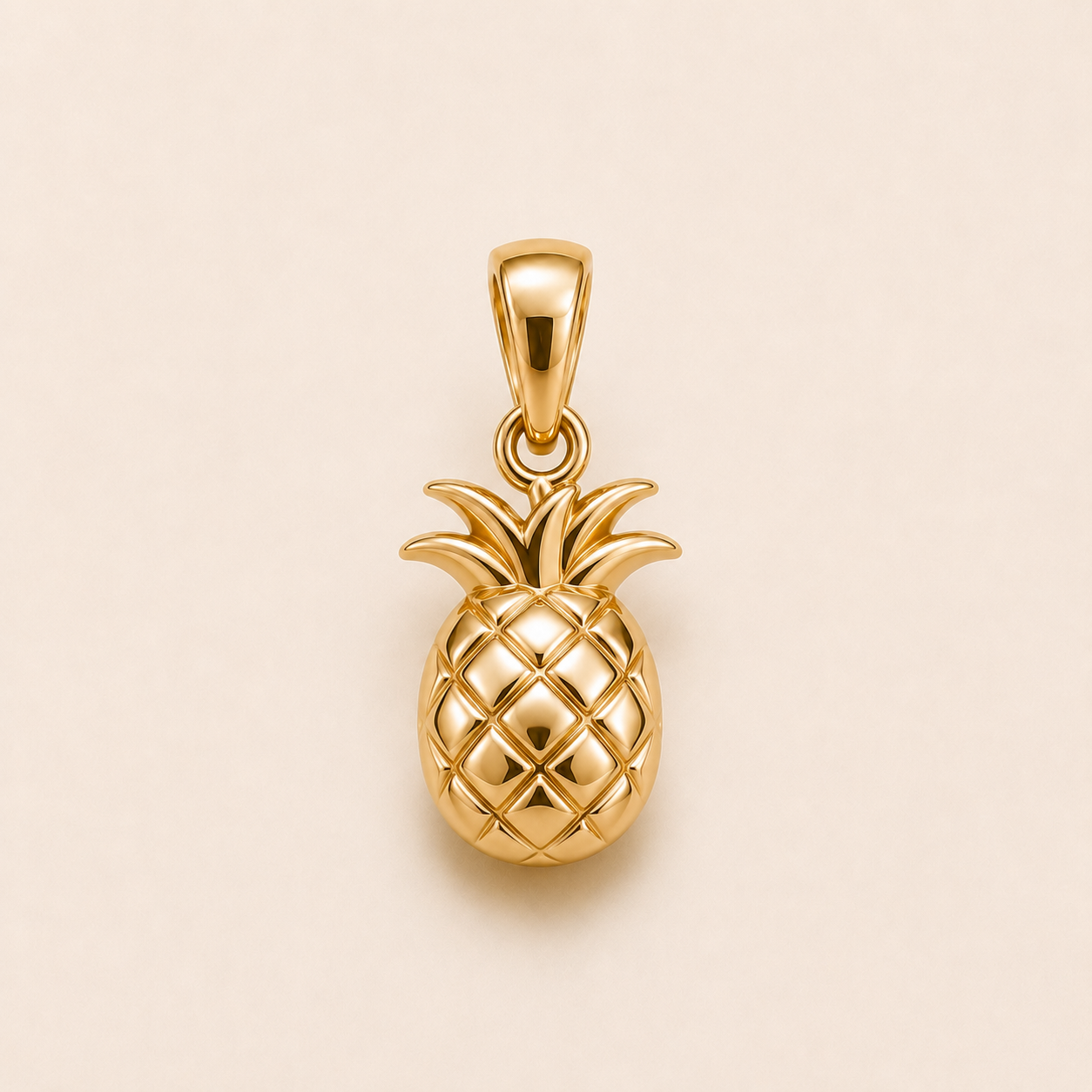 Mini Pineapple Pendant in yellow gold — 1Luxury Miami design rendering