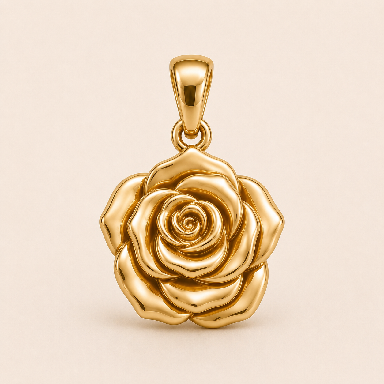 Mini Rose Pendant in yellow gold — 1Luxury Miami design rendering
