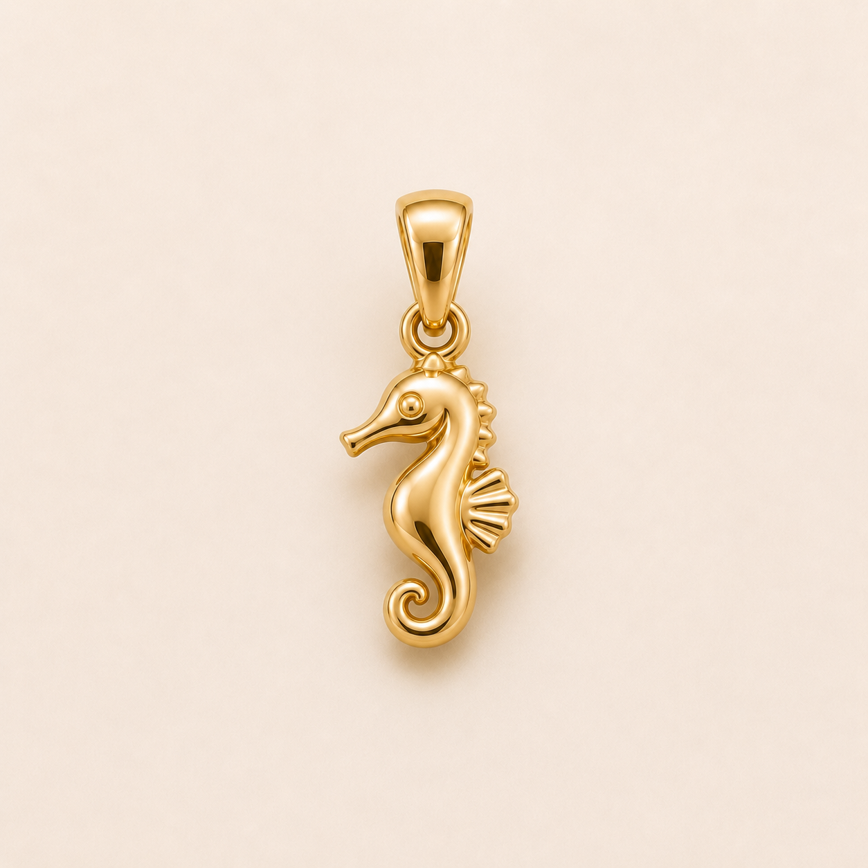 Mini Seahorse Pendant in yellow gold — 1Luxury Miami design rendering