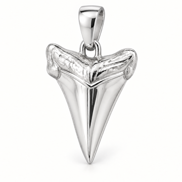 Mini Shark Tooth Sterling Silver Pendant — AI-generated silver design rendering