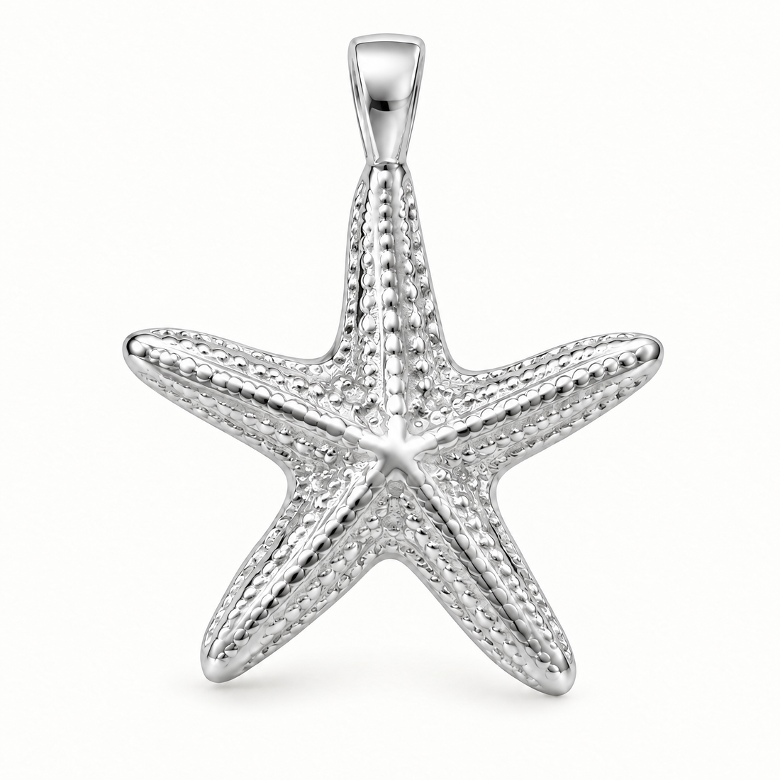 Mini Starfish Sterling Silver Pendant — AI-generated silver design rendering