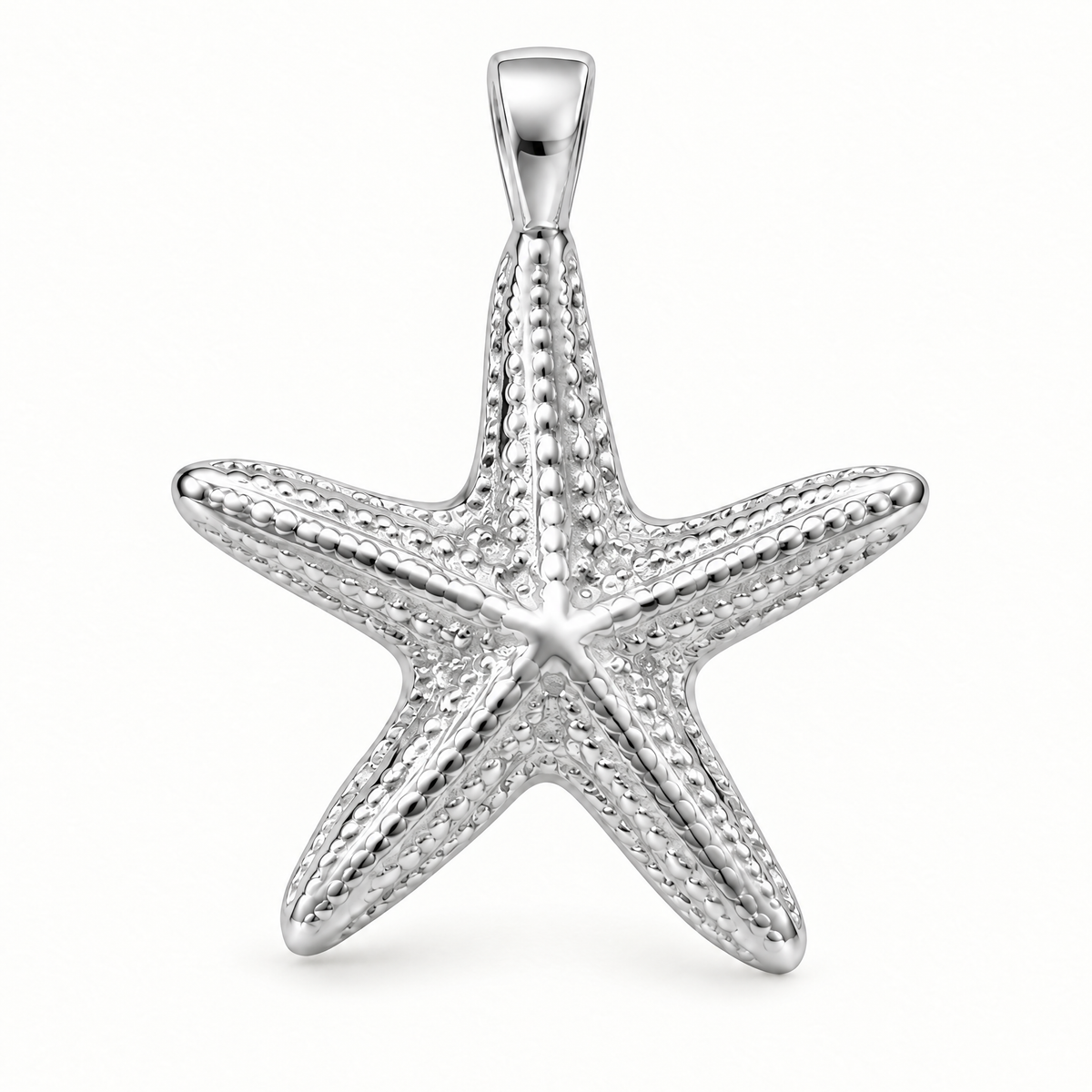 Mini Starfish Sterling Silver Pendant — AI-generated silver design rendering
