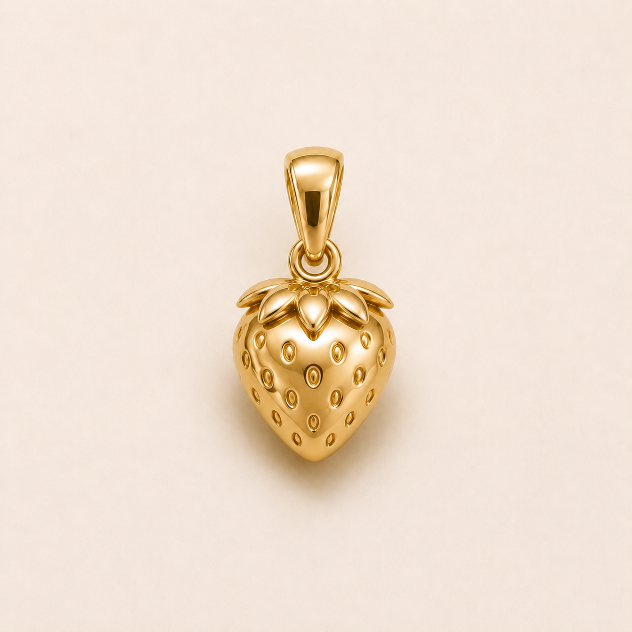 Mini Strawberry Pendant in yellow gold — 1Luxury Miami design rendering