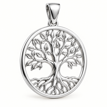 Mini Tree Of Life Sterling Silver Pendant — AI-generated silver design rendering
