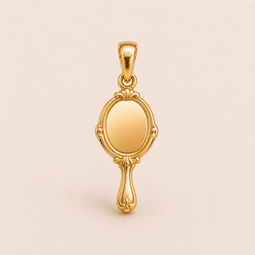 Mini Vanity Mirror Pendant in yellow gold — 1Luxury Miami design rendering