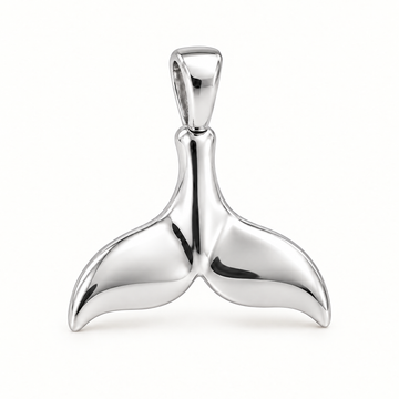 Mini Whale Tail Sterling Silver Pendant — AI-generated silver design rendering