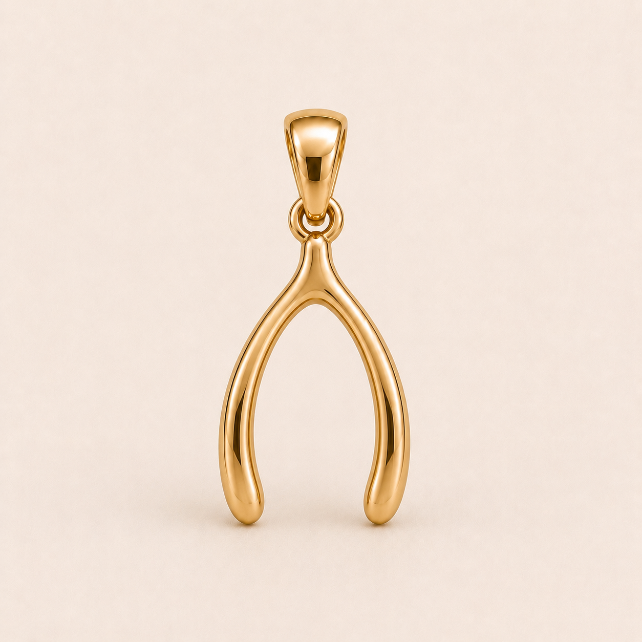 Mini Wishbone Pendant in yellow gold — 1Luxury Miami design rendering