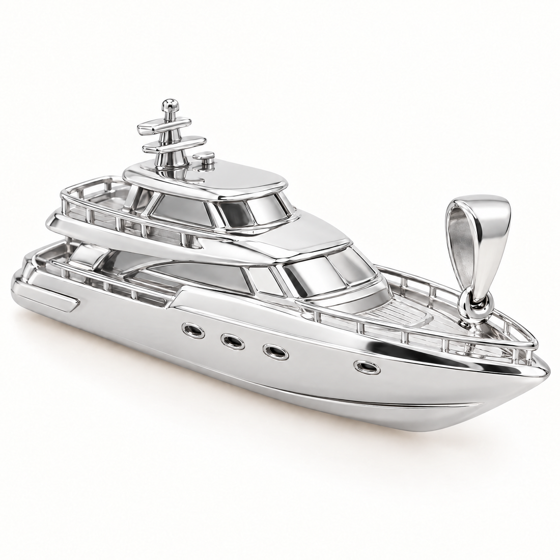 Mini Yacht Sterling Silver Pendant — AI-generated silver design rendering