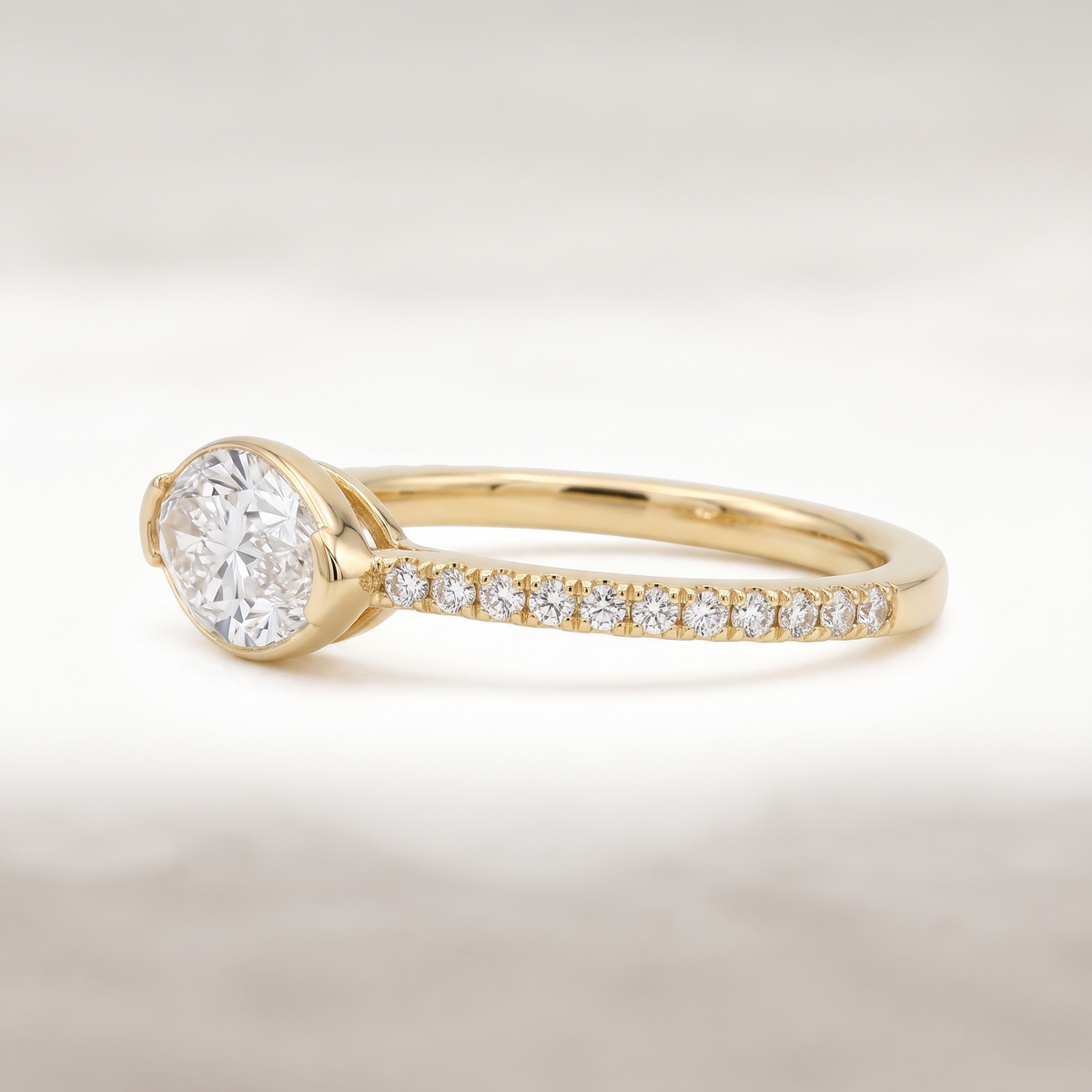 Model 15 East-West Marquise engagement ring side profile catalog view on white background