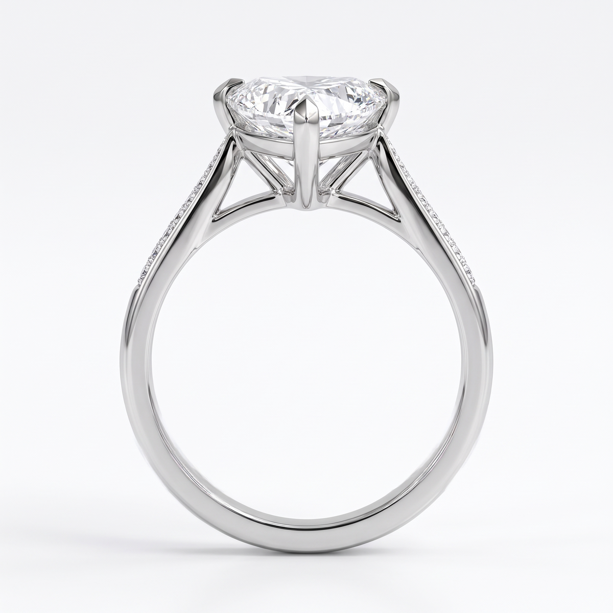 Model 20 Trillion Modern Pavé engagement ring side profile catalog view on white background