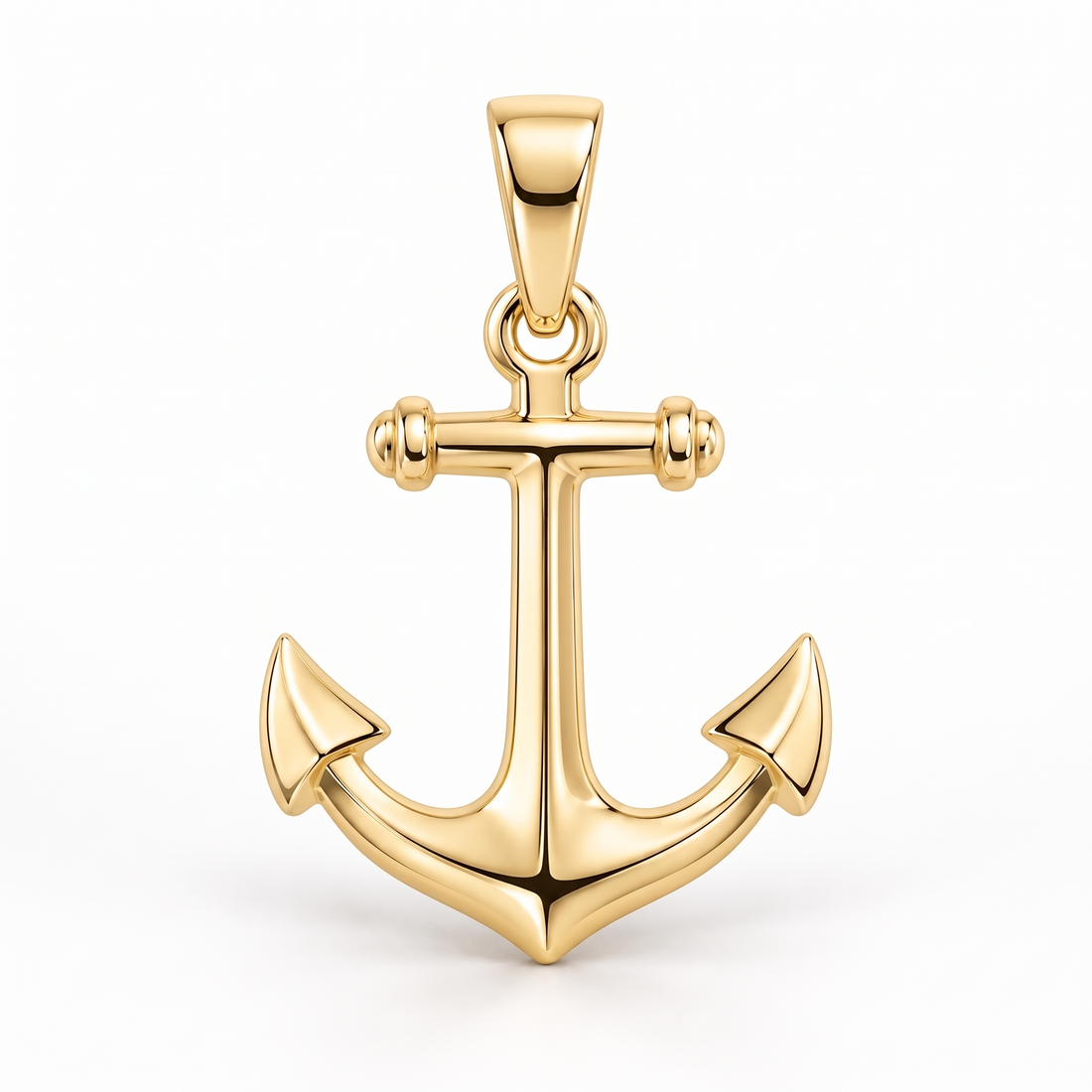 Nautical Anchor Gold Pendant front catalog view on white background