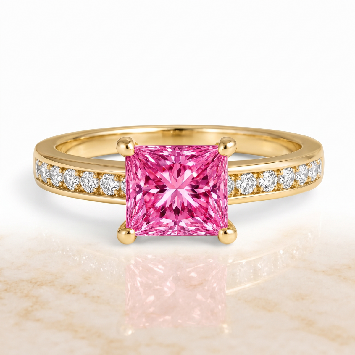 Nova Princess-Cut Pink Lab-Grown Diamond Channel-Set Engagement Ring front catalog view on white background