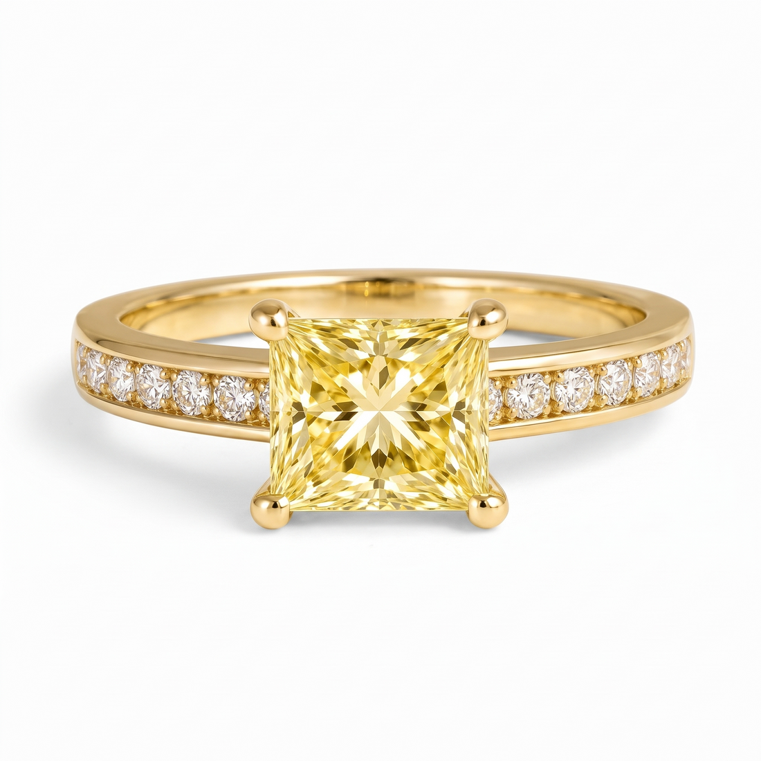 Nova Princess-Cut Yellow Lab-Grown Diamond Channel-Set Engagement Ring front catalog view on white background