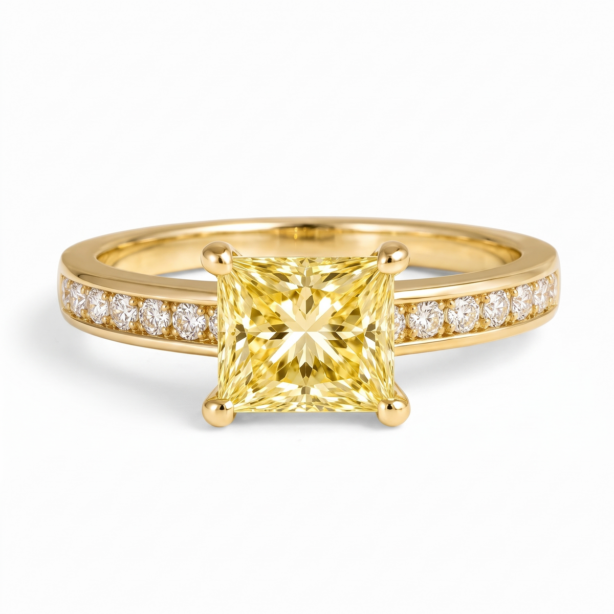 Nova Princess-Cut Yellow Lab-Grown Diamond Channel-Set Engagement Ring front catalog view on white background