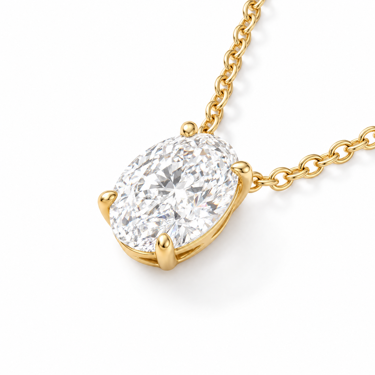 Oval-Cut Diamond Solitaire Necklace in Solid Gold, main image — AI-generated design representation