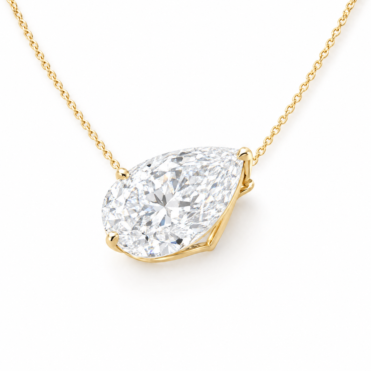 Pear-Cut Diamond Solitaire Necklace in Solid Gold, main image — AI-generated design representation